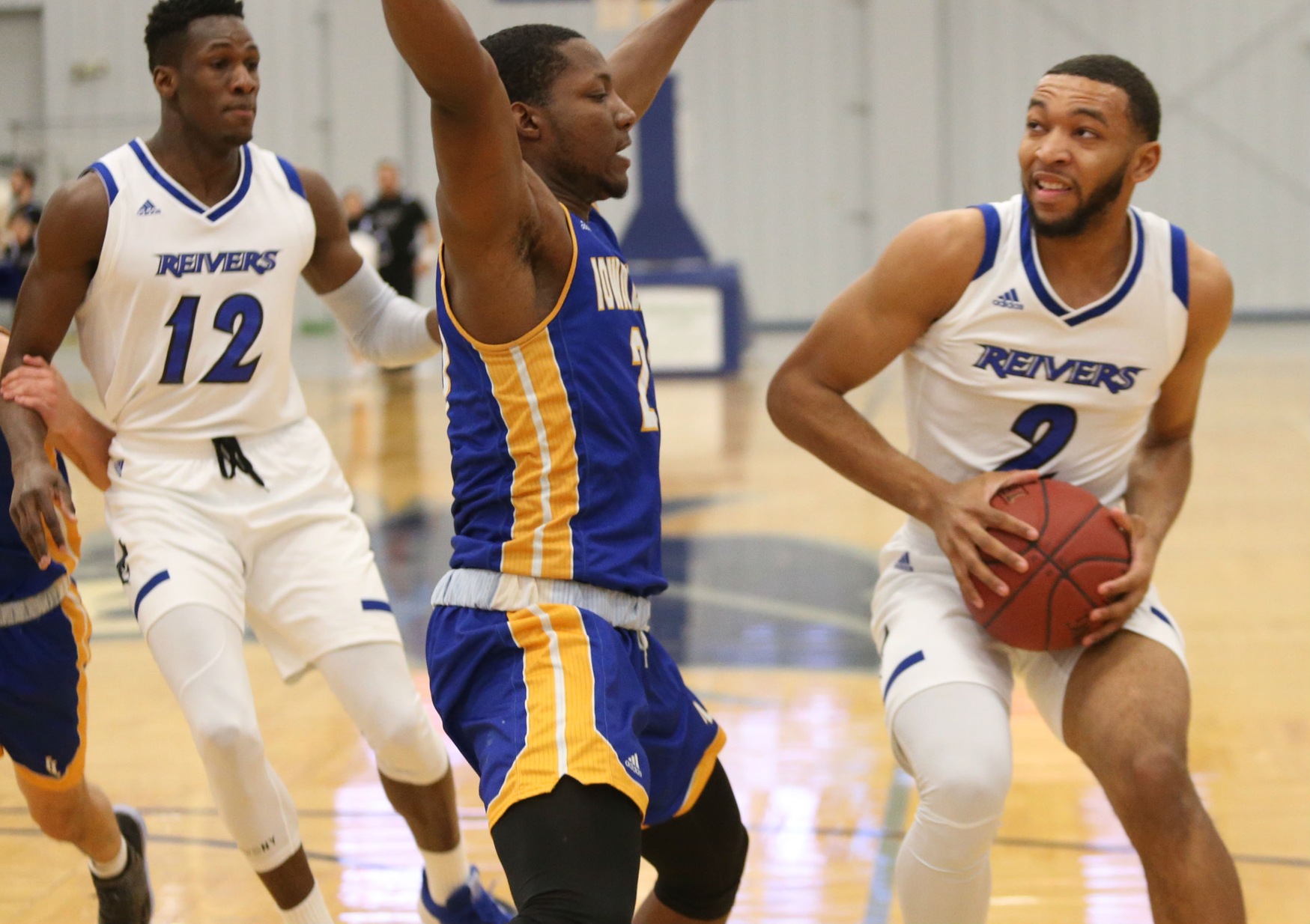 Christian Bentley's (#2) 19 point, 4 assist evening helped Iowa Western "return the favor" against a Sunrise Christian team that handed the Reivers their first loss of the season back in November.