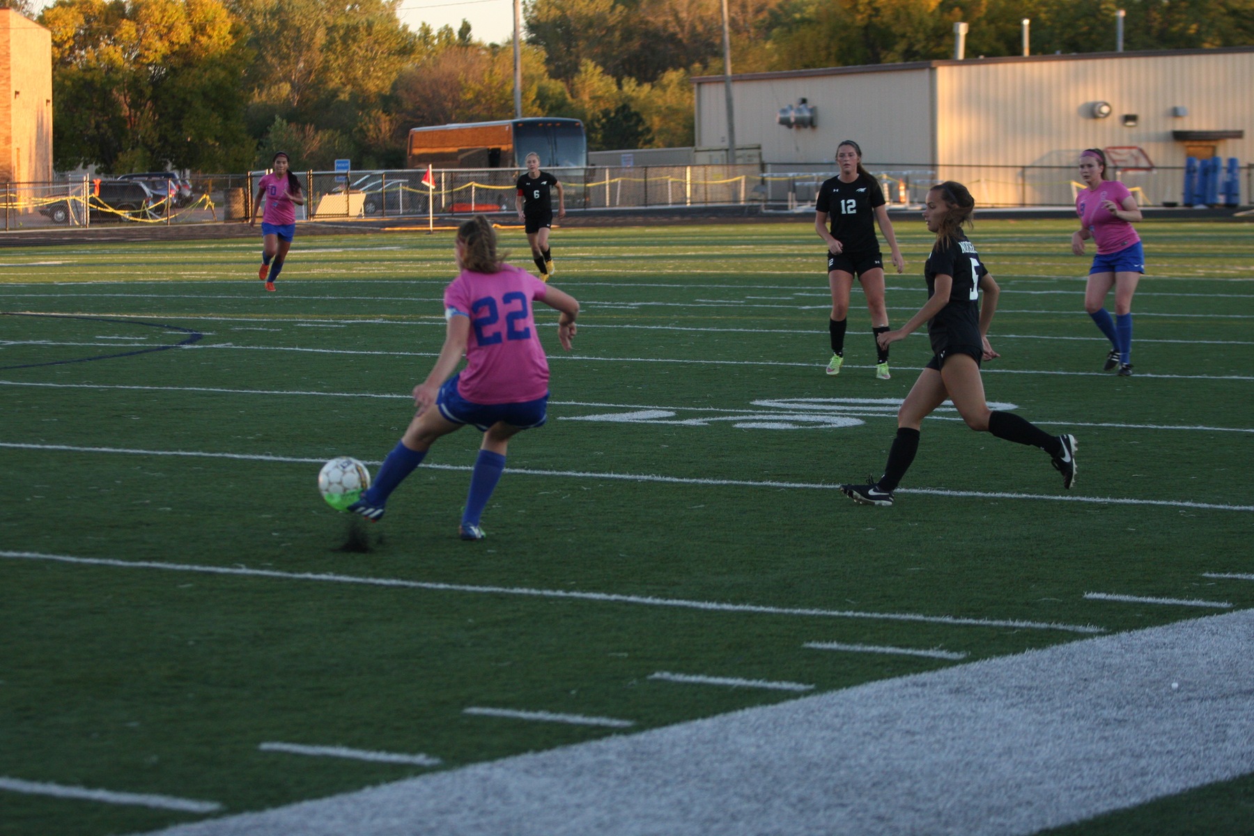 Sophomore captain Kate Reddish looks to cross a ball into the box.